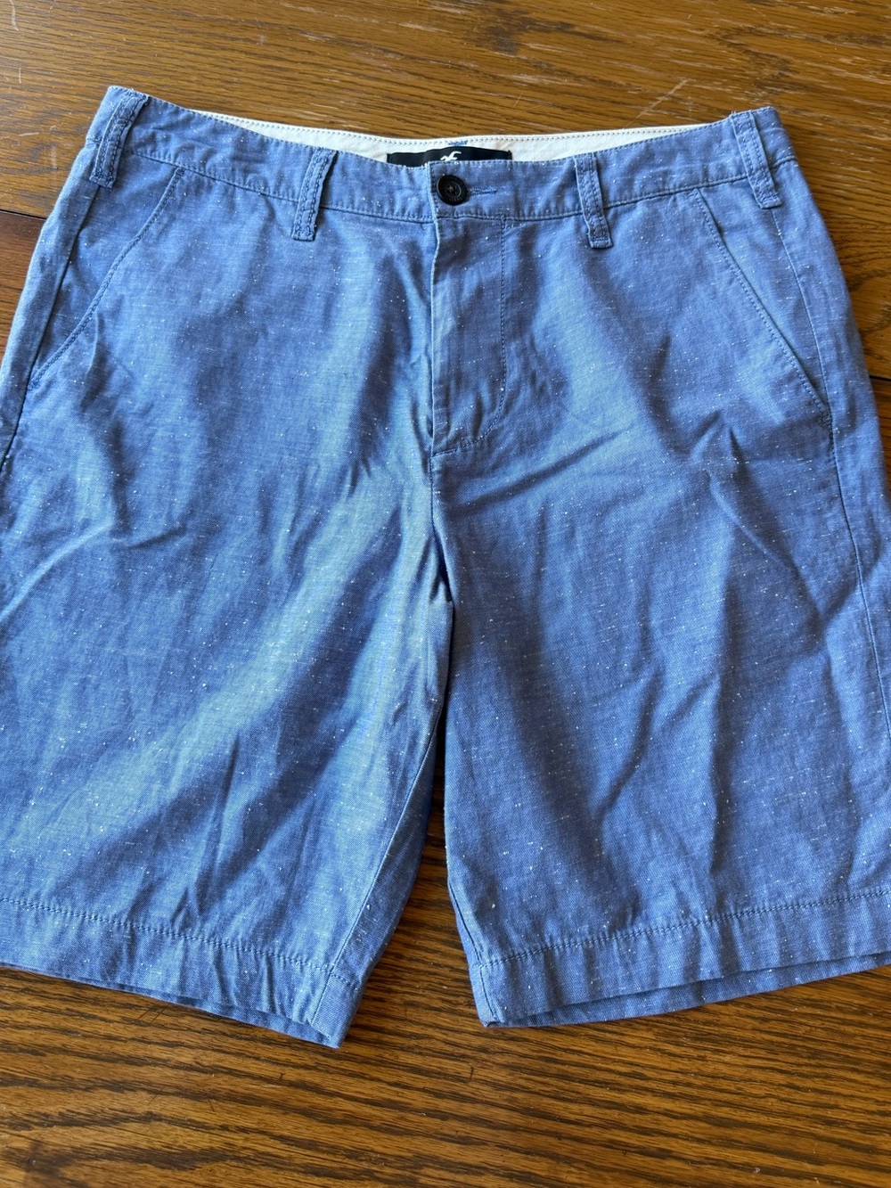Hollister Men's Chambray Blue Flat-Front Shorts